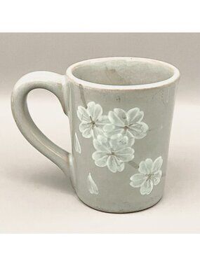 Cherry Blossom Studio Pottery Mug Artisan Handmade Cup Red Clay Terracotta
